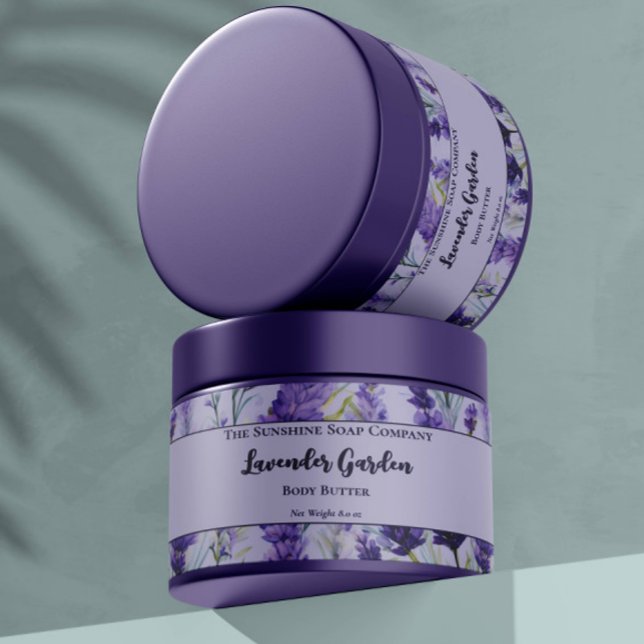Purple Floral Lavender Garden Cosmetics Jar Label (Creator Uploaded)