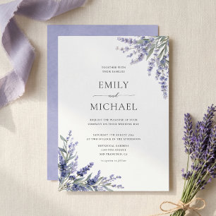 Purple Floral Lavender Modern Wedding Invitation