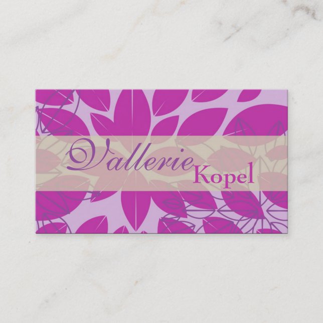 Purple Floral Leaf Foliage Interior Business Card (Front)