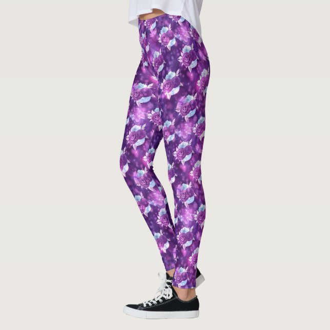 Purple Floral Leggings (Left)