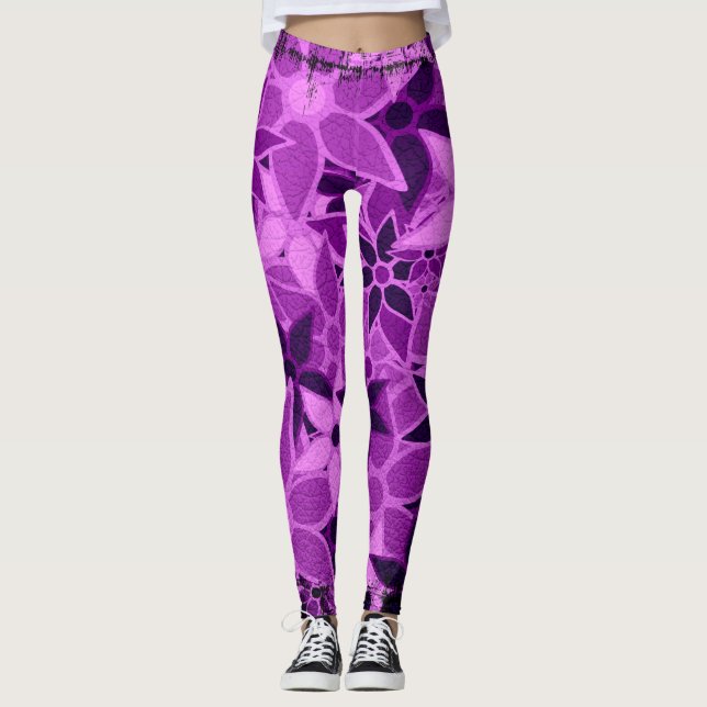 Purple Floral Leggings (Front)