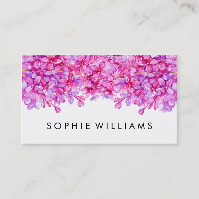 Purple Floral Lilacs Professional Business Card (Front)