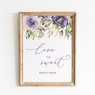 Purple Floral Love is Sweet Candy Bar Sign