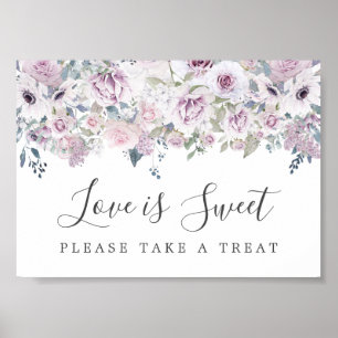 Purple Floral Love is Sweet Dessert Bar Sign