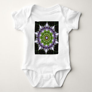 Purple Floral Mandala Kaleidoscope Art Baby Bodysuit