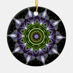 Purple Floral Mandala Kaleidoscope Art Ceramic Tree Decoration