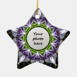 Purple Floral Mandala Kaleidoscope Art Ceramic Tree Decoration