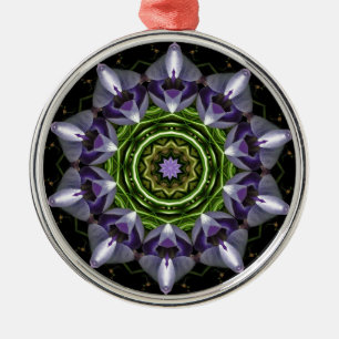 Purple Floral Mandala Kaleidoscope Art Metal Tree Decoration