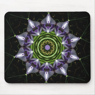 Purple Floral Mandala Kaleidoscope Art Mouse Pad