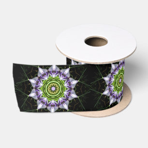 Purple Floral Mandala Kaleidoscope Art Satin Ribbon