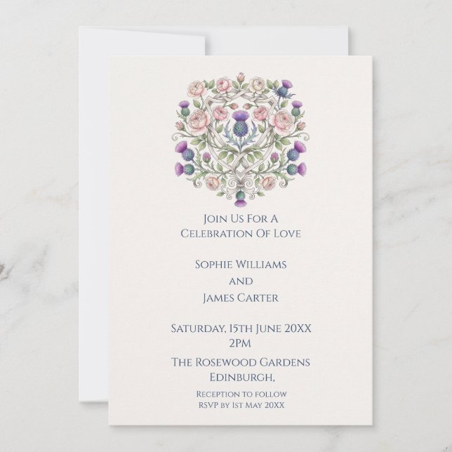 Purple Floral Mandala Wedding Invitation (Front)