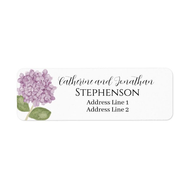 Purple Floral Married Couple Return Address Labels (Front)