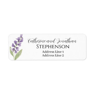 Purple Floral Married Couple Return Address Labels