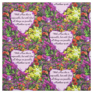 PURPLE FLORAL MATTHEW 19:26 PHOTO DESIGN FABRIC