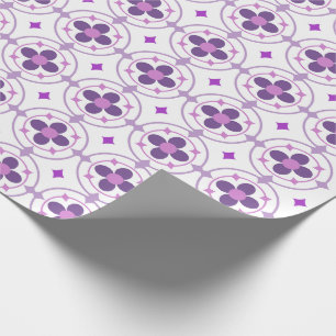 Purple Floral Medallion Pattern Elegant Botanical Wrapping Paper