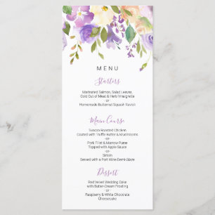 Purple floral menu