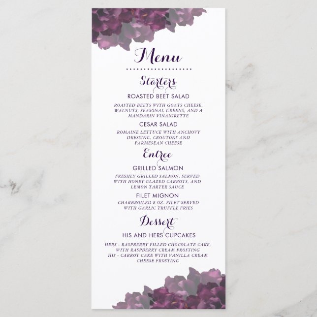 Purple Floral Menu (Front)