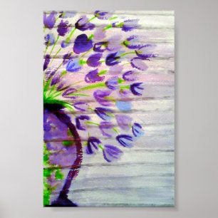 Purple Floral Modern Abstract Poster