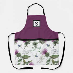 Purple Floral Monogram Apron