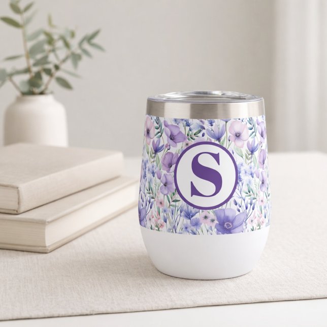 Purple Floral Monogram Gift for Her (Creator Uploaded)
