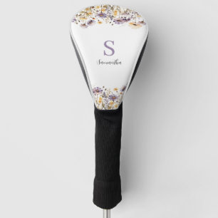 Purple Floral Monogram Name  Golf Head Cover