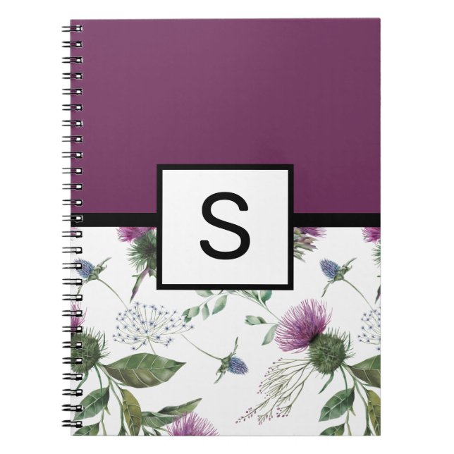 Purple Floral Monogram Notebook (Front)