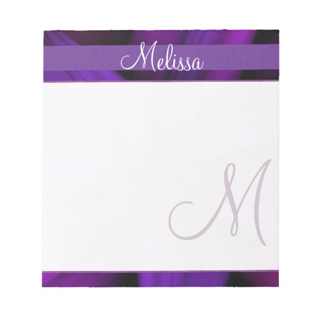 Purple Floral Monogram Notepad (Front)