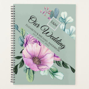 Purple Floral Monogram WEDDING PLANNER Newlyweds