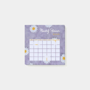 Purple Floral  Monthly Planner Calendar 2025 Post-it Notes