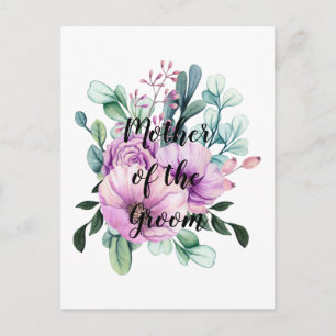 Purple Floral MOTHER of the GROOM Wedding Bridal Postcard