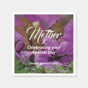 Purple Floral MOTHER'S DAY BIRTHDAY Party Paper Napkin