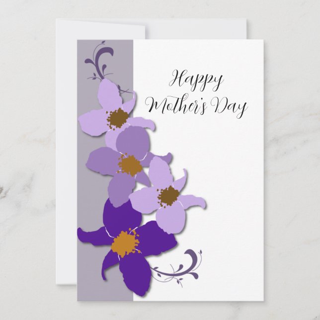 Purple Floral Mother's Day Flat Card (Front)