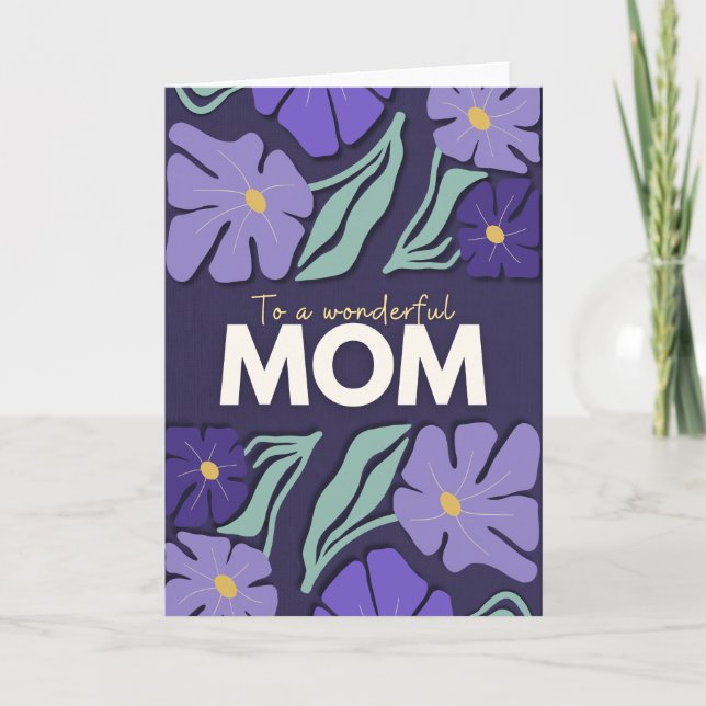 Purple Floral Mother's Day Gift - To Mum Holiday Card (Front)
