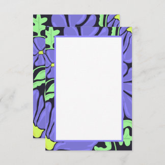 Purple Floral Motif Flat Thank You Card