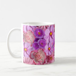 Purple floral mug and cups