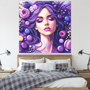 Purple Floral Muse Feminine Botanical Canvas Print