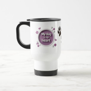 Purple Floral - My Dog Is My Heart Travel Mug
