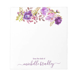 Purple Floral Name From The Desk Of Notepad