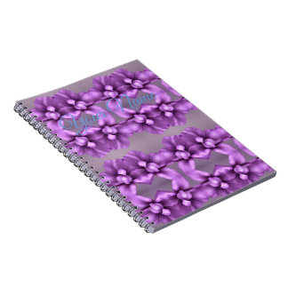 Purple Floral NAME Gift - Customisable Flower Notebook