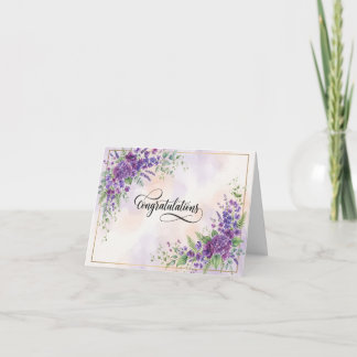 Purple Floral New Baby Card
