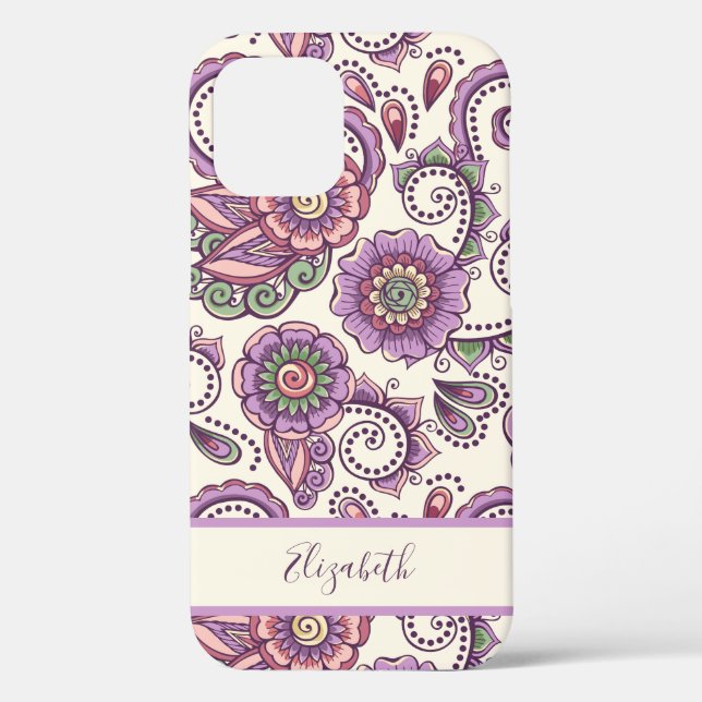 Purple Floral Paisley Unique Pattern Case-Mate iPhone Case (Back)