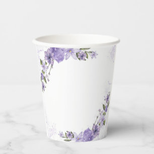 Purple Floral Paper Cups