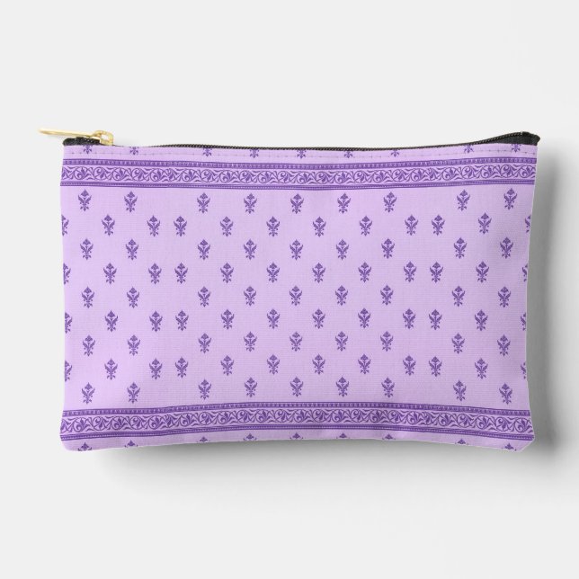 Purple Floral Pattern Accessory Pouch (Front)