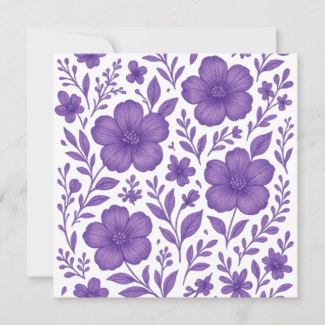 purple floral pattern holiday card (Front)