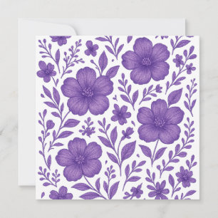 purple floral pattern holiday card