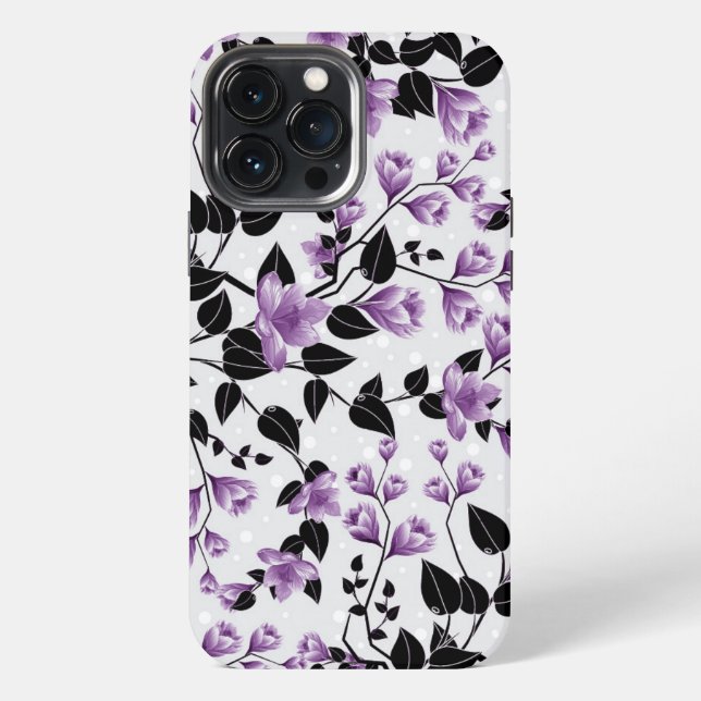 Purple Floral Pattern iPhone Case (Back)
