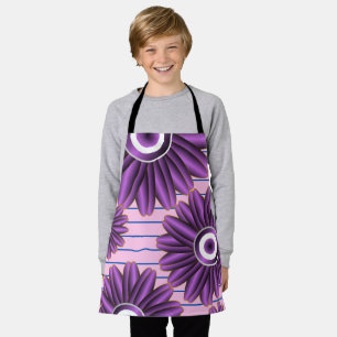 Purple Floral Pattern Modern Abstract Flower Desig Apron