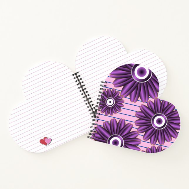 Purple Floral Pattern Modern Abstract Flower Desig Notebook (Inside)