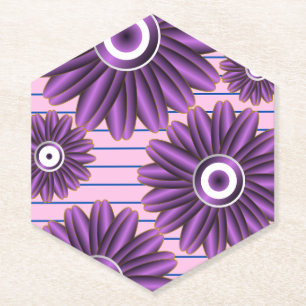 Purple Floral Pattern Modern Abstract Flower Desig Paper Coaster