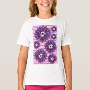 Purple Floral Pattern Modern Abstract Flower Desig T-Shirt